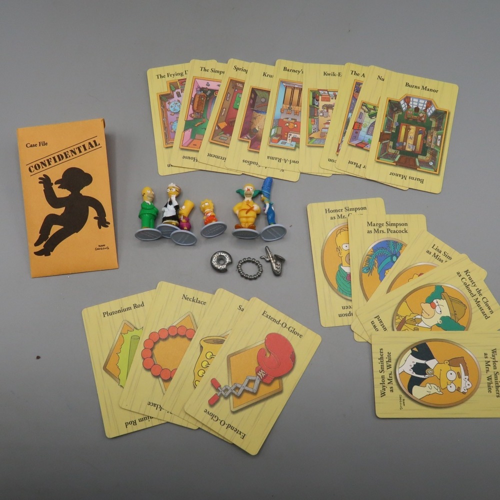 The Simpsons Clue Board Game Character 6 Figure Token Cards wepons Replacement